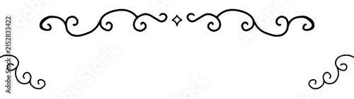 Elegant Black Ornamental Scroll Divider with Sparkle Star