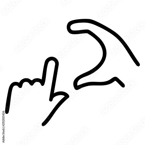 Fotografie Outline-style illustration features one hand pointing outward and another formin