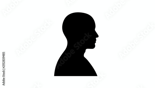 Black silhouette profile of a male head showing facial features and neck outline against a clean white background.