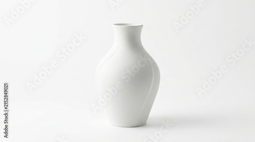 Quadro su tela Minimalist white ceramic vase, elegant porcelain pottery vessel, modern home dec