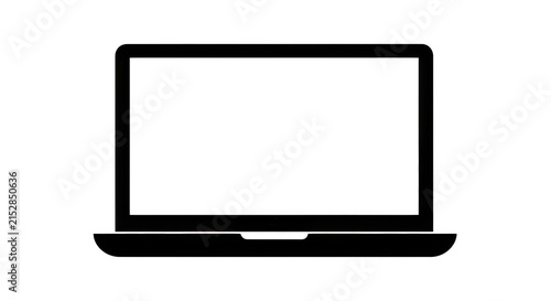 Black laptop computer icon design isolated on transparent background