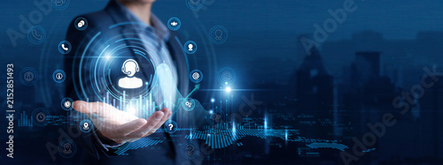 Принти на полотні Support Agent Hand Hold Customer Support and Service Communication global networking data