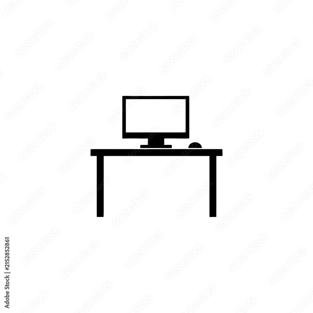 Fototapeta premium Computer workstation silhouette on a white background a simple vector graphic