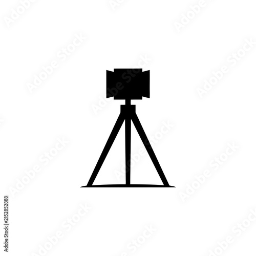 Foto Surveying theodolite on tripod black silhouette against a white background