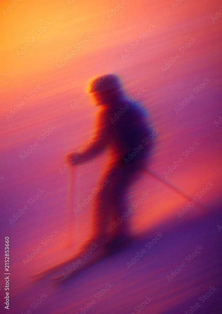 Fototapeta premium Vibrant skier silhouette motion