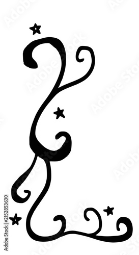 Hand Drawn Ornamental Scroll with Stars Vertical Design
