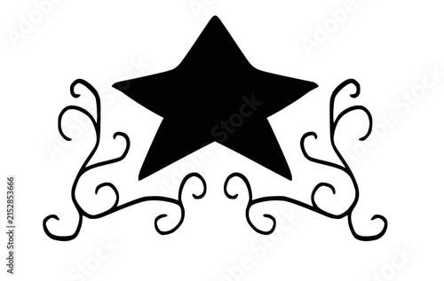 Hand Drawn Star with Ornamental Scroll Flourish