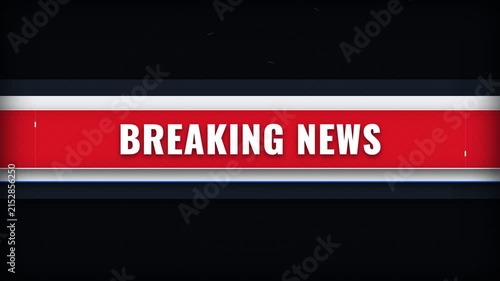 Breaking news broadcast banner motion graphic on black background