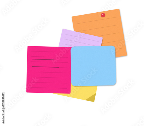 Colorful overlapping sticky notes on a flat surface