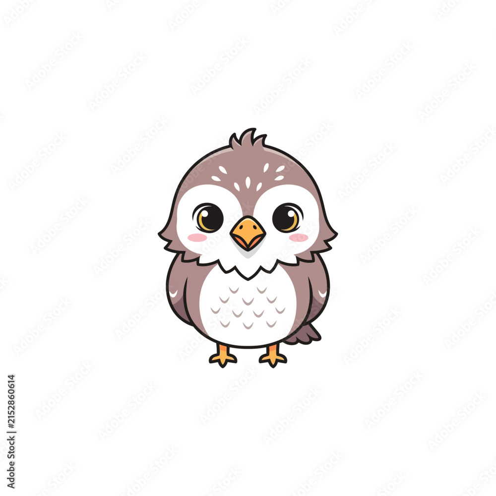 Obraz premium Cute owl character in cartoon chibi style