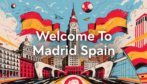 Welcome to Madrid Spain, travel and tourism concept