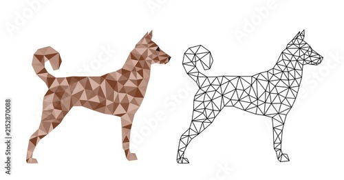 Brown geometric dog on a white background.

