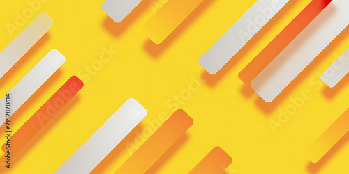 Diagonal white orange and yellow gradient bars with soft shadows on a bright yellow background