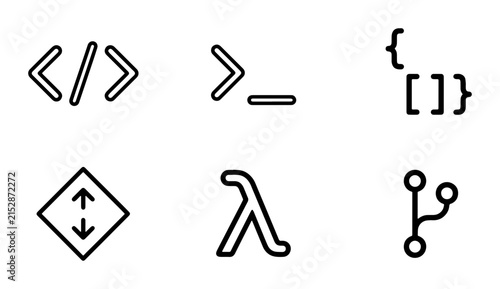 Canvastavla 80 Coding Icons Set, Programming Symbols Collection, Software Development Elemen