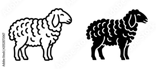 Sheep Vector Icons, Black and White Farm Animal Silhouettes, Livestock Graphics