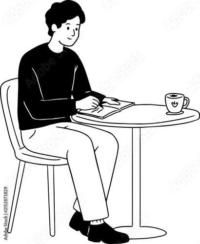 Person Reading at a Table