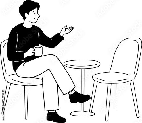 Man Sitting and Drinking Coffee