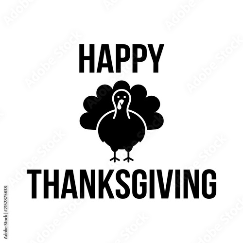 happy thanksgiving typography with turkey silhouette icon