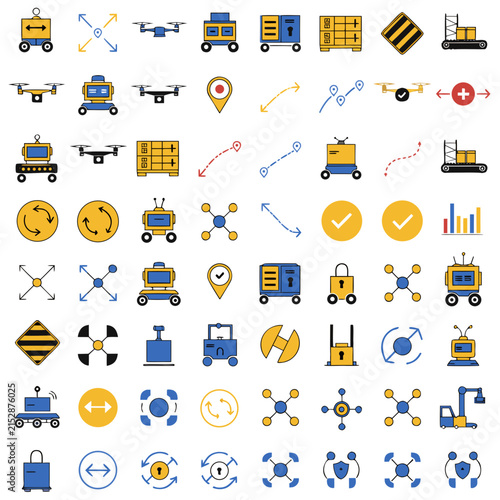 Autonomous Logistics and Robotics Icon Set for Supply Chain and Warehouse Automation