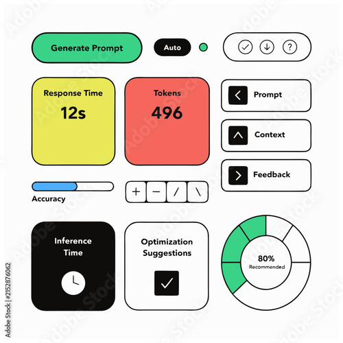 AI Prompt Engineering UI Dashboard Elements Vector Set