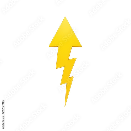 Yellow lightning bolt icon pointing up isolated on transparent background