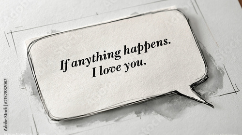 A Thoughtful Message: A hand-drawn speech bubble conveying a heartfelt message, If anything happens. I love you., evoking deep emotion and personal connection.
