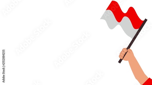 footage cartoon animation of hand waving red and white flag