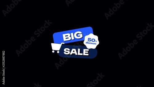 Animated Big Sale Promotional Graphic with Shopping Cart Icon on Transparent Background
