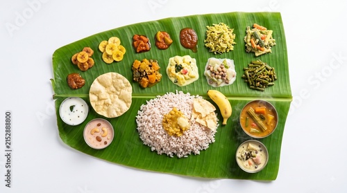 Traditional Kerala Onam Sadya Thali with Festive Food