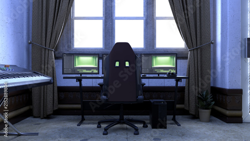 窓辺のホームオフィスとPCセットアップ