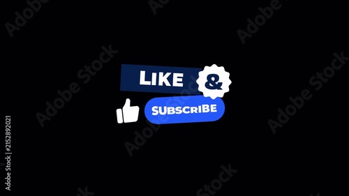 Animated Like and Subscribe Button Overlay for Social Media on Transparent Background
