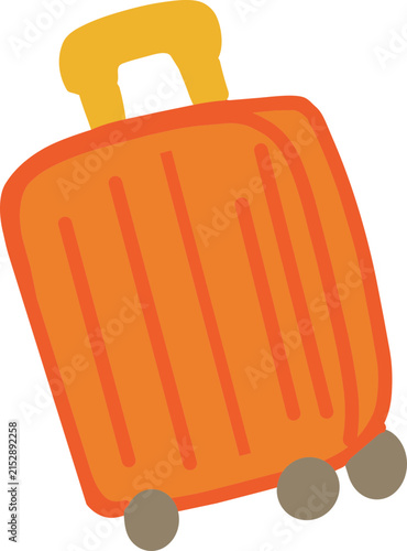 Orange Travel Suitcase for Vacation Tourism and Journey Illustration