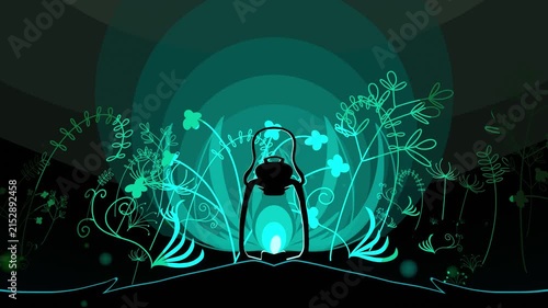 vector style lantern, unique mysterious, mystical vibe looping illustration background
