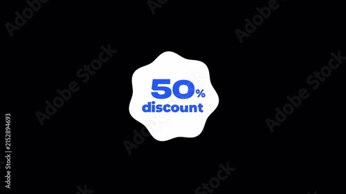 Fifty Percent Discount Promotional Graphic Animation on Transparent Background