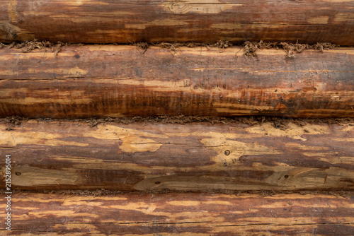 Cuadro en lienzo Wooden logs stacked in a row for construction