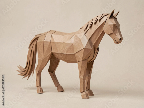 paper horse toy isolated on white background