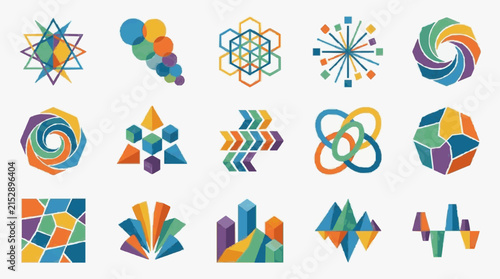 Corporate Modern Geometric Abstract Designs with Vibrant Colors Shapes and Patterns for Branding and Presentations