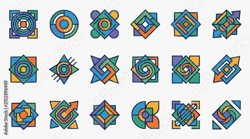 Corporate Abstract Geometric Colorful Modern Logo Design Patterns with Vibrant Shapes and Spirals for Branding