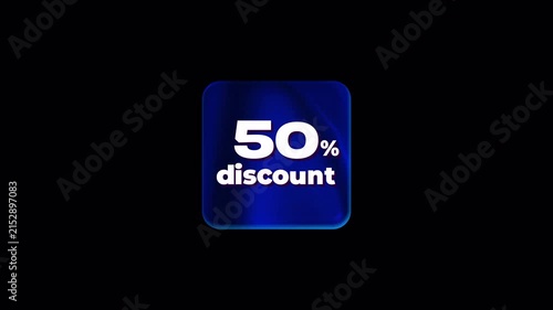50 Percent Discount Promotional Graphic Animation on Transparent Background