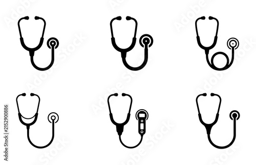 70 Stethoscope Icons Set, Medical Diagnostic Tools Collection, Cardiology Equipment Graphics, Healthcare Symbol Vector Art 100
