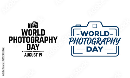 world photography day typography design with camera icon