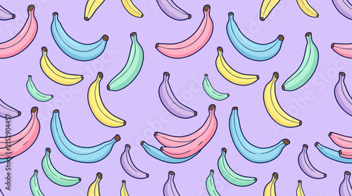 Foto Colorful pop art banana fruit seamless pattern.