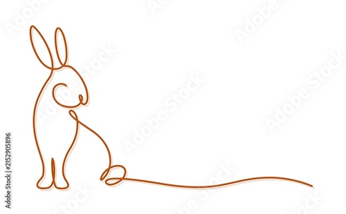 The one line symbol of a stylized rabbit.
