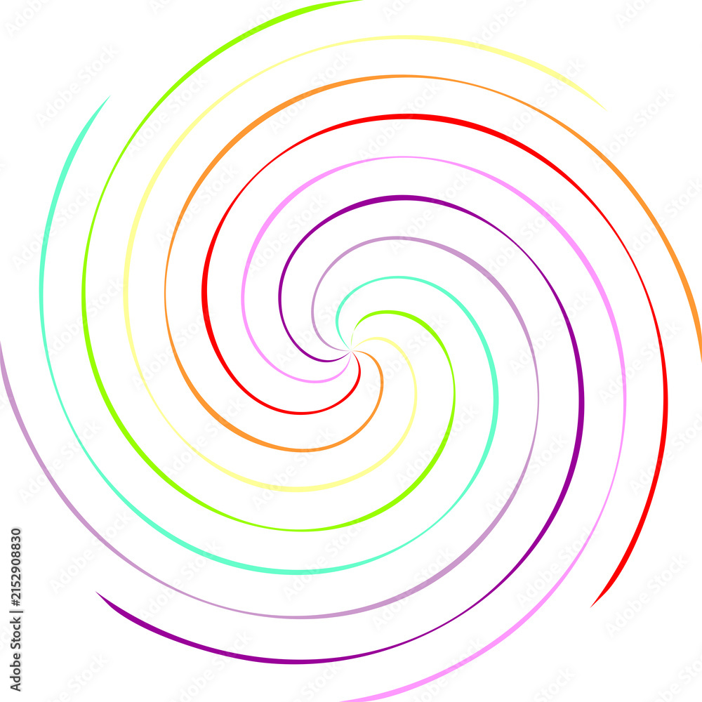 Naklejka premium Abstract rainbow spiral pattern with colorful swirling lines on a white background.
