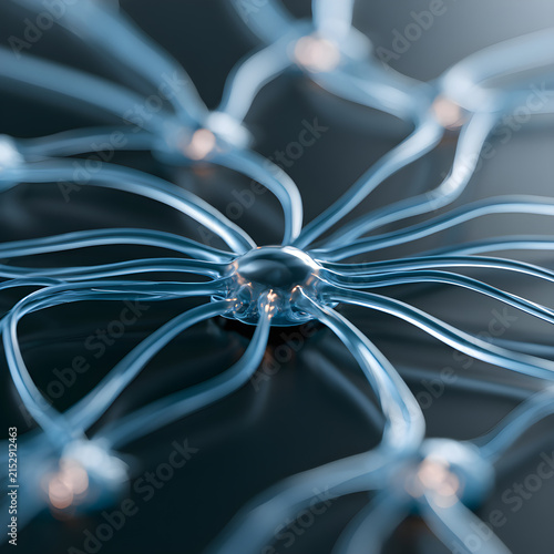 Futuristic 3D personal data network concept featuring glowing blue liquid streams connecting central data node to collection points on black background with top down lighting