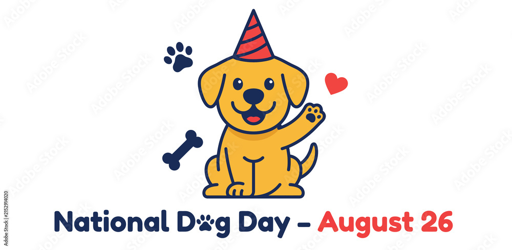 Fototapeta premium Cute puppy cartoon for national dog day celebration