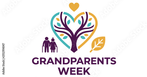 Colorful grandparents week emblem with heart tree design