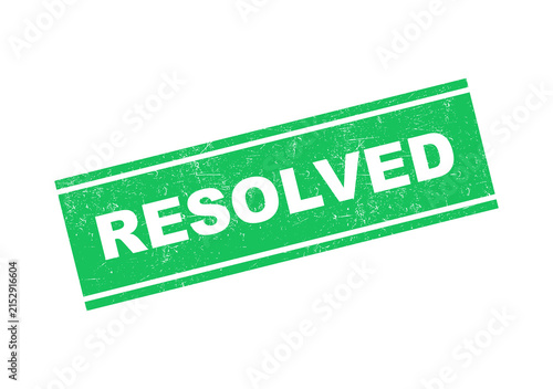 Green resolved rubber stamp grunge style label icon for business and office document approval isolated on transparent background