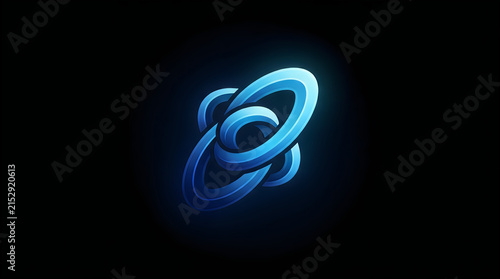 Glowing blue abstract rings on black background illustration