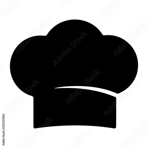 Black chef hat silhouette icon for restaurant branding design and culinary industry use.